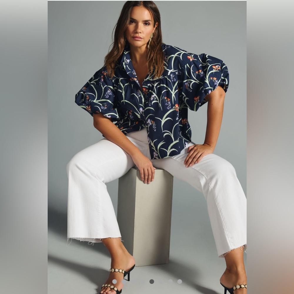 NWOT: The Zooey Bubble-Sleeve Blouse by Maeve